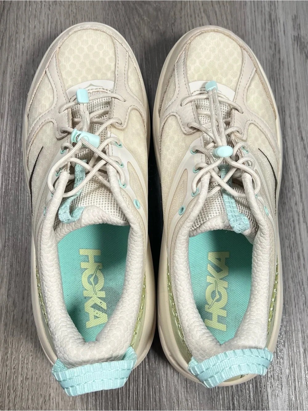 HOKA One Unisex U Bondi B3 Oat Milk Succulent Green Shoes Womens 10.5 / Mens 9.5